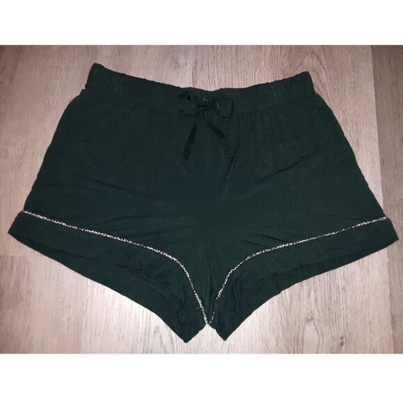 Victoria's Secret Dark Green Modal Leopard Print Trim Pajama Shorts Size Small - Picture 1 of 4